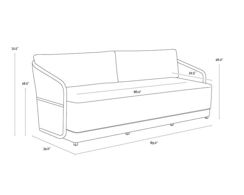 Allariz Sofa - Warm Grey - fabric