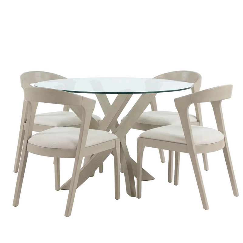Valeria Round Glass Dining Table Set